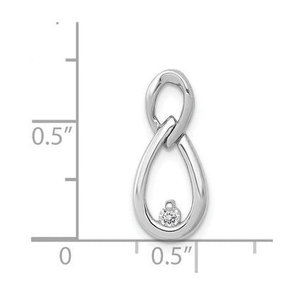 14K Weißgold 1/20ct. Echt Diamant Tropfen Unendlichkeit Kette Anhänger