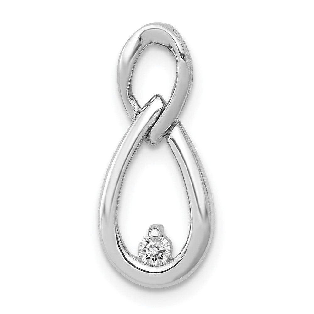 14K Weißgold 1/20ct. Echt Diamant Tropfen Unendlichkeit Kette Anhänger