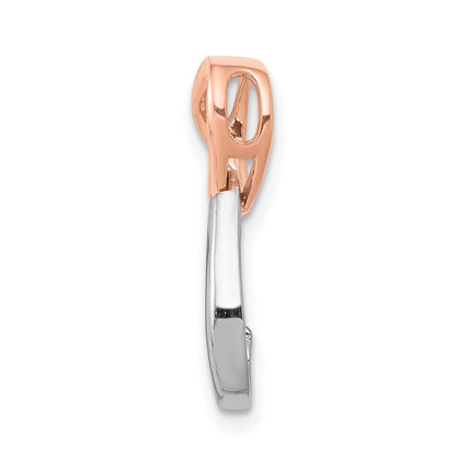 14K Weiß und Roségold 1/20ct. Echt Diamant Tropfen Unendlichkeit Kette Anhänger