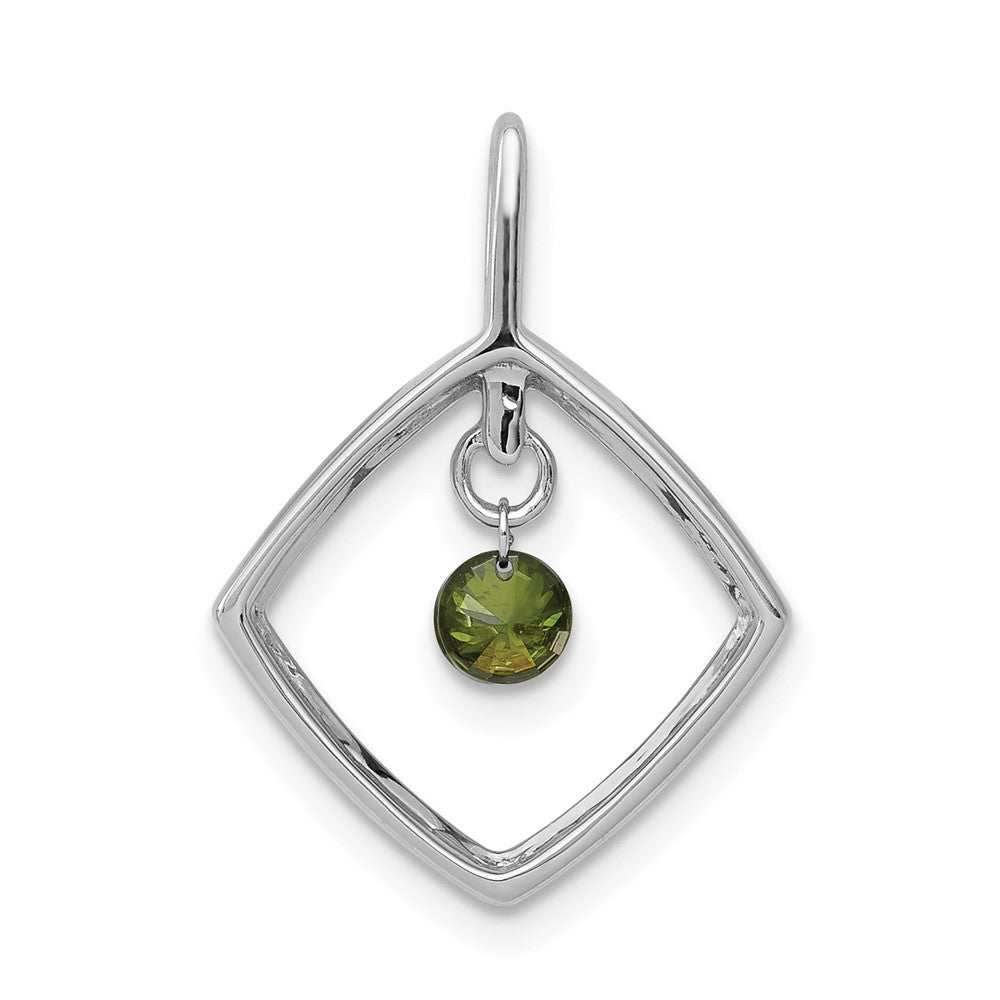 14K Weißgold Anhänger mit 0,17 ct. grünem echtem Diamant, baumelnd