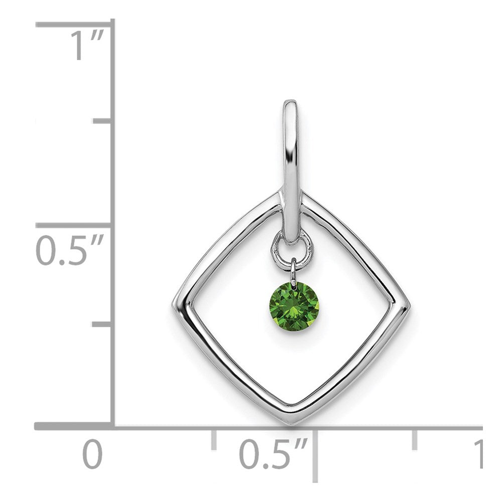 14K Weißgold Anhänger mit 0,17 ct. grünem echtem Diamant, baumelnd