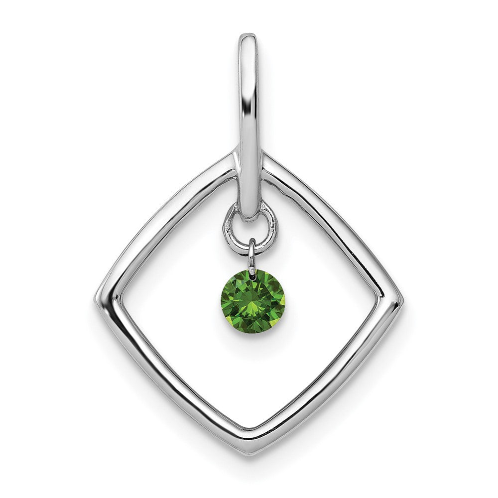 14K Weißgold Anhänger mit 0,17 ct. grünem echtem Diamant, baumelnd