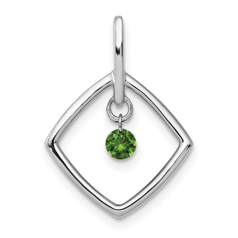 14K Weißgold Anhänger mit 0,17 ct. grünem echtem Diamant, baumelnd