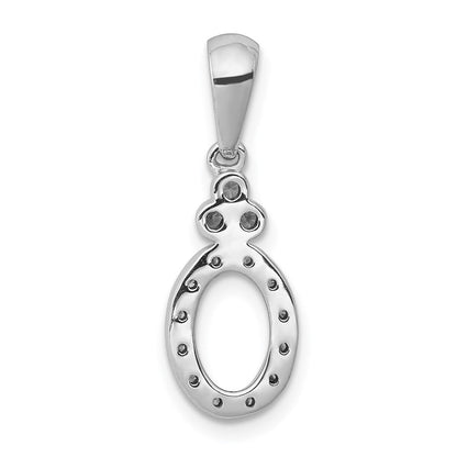 14K Weißgold Vintage-Anhänger mit ovalem echtem Diamant, 0,125 ct