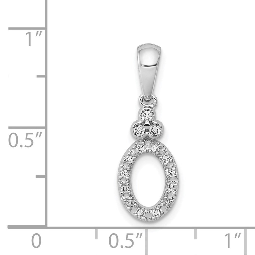 14K Weißgold Vintage-Anhänger mit ovalem echtem Diamant, 0,125 ct