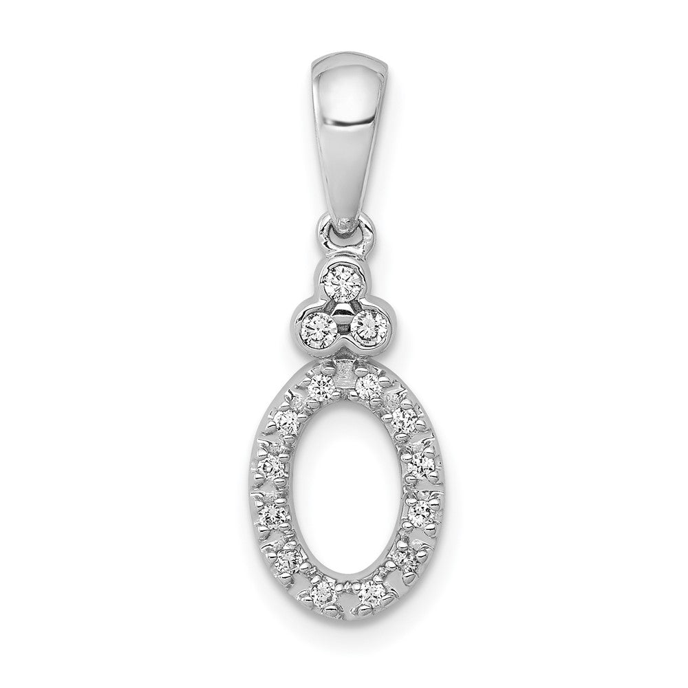 14K Weißgold Vintage-Anhänger mit ovalem echtem Diamant, 0,125 ct