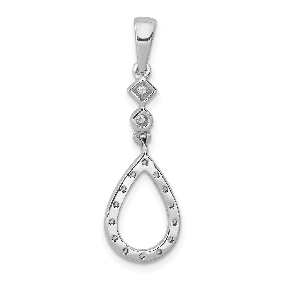 14K Weißgold 0,125 ct. Vintage-Tropfen-Anhänger mit echtem Diamant