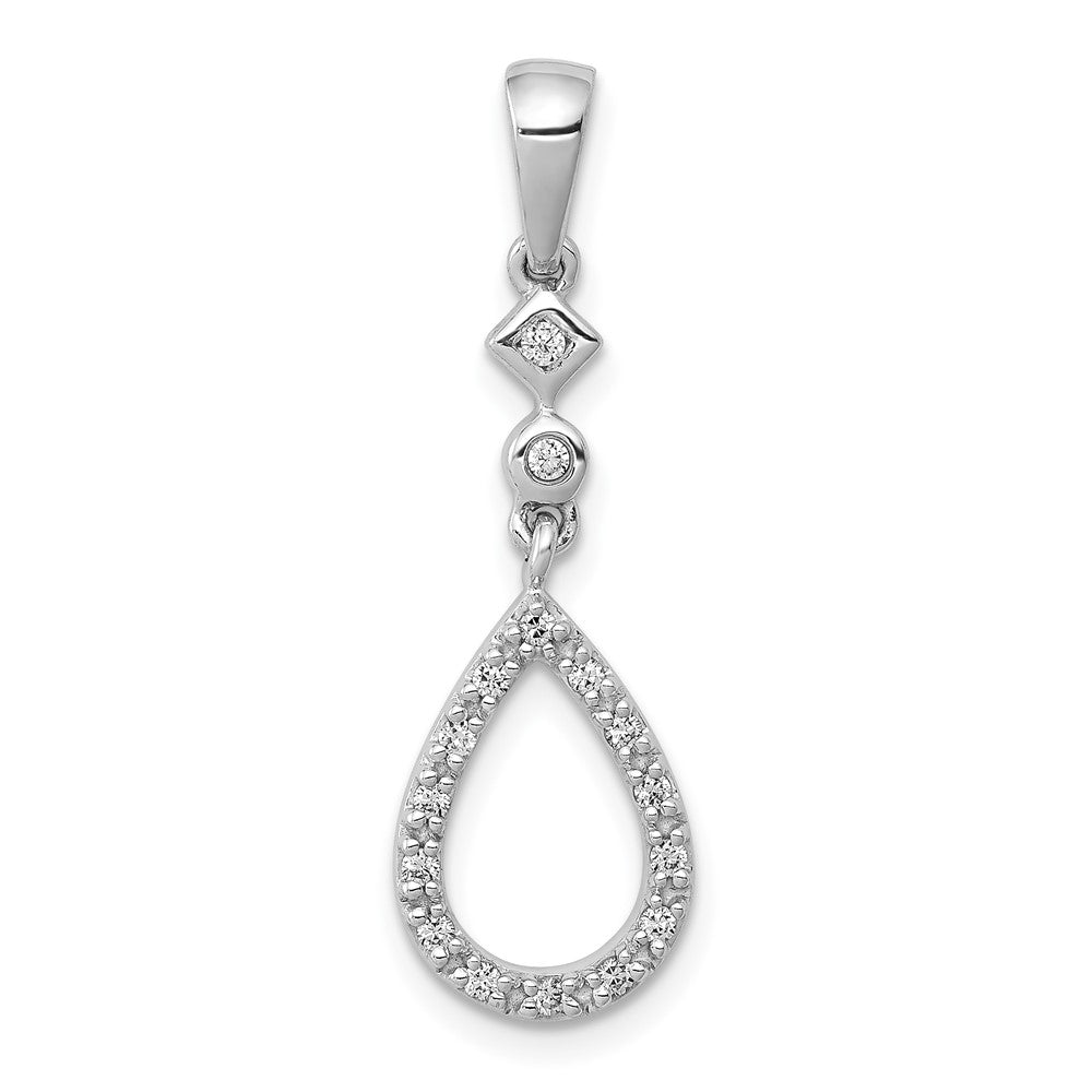 14K Weißgold 0,125 ct. Vintage-Tropfen-Anhänger mit echtem Diamant