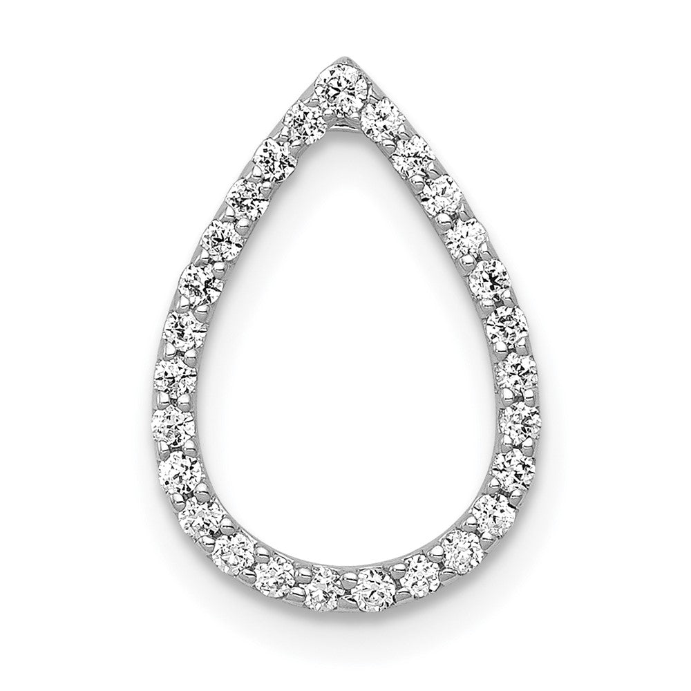 14k Weißgold Gleitanhänger „Tropfen" mit 0,2 ct. im Labor gezüchteten Diamanten VS/SI+ G+ für Halskette
