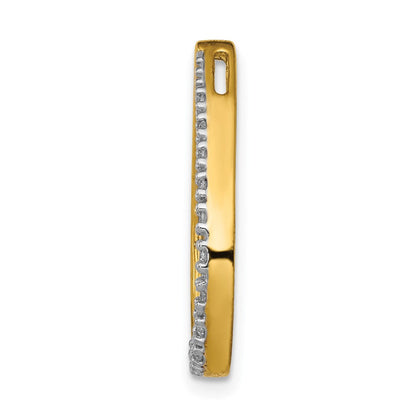 14K Gelbgold Poliert 1/10ct. Echt Diamant Tropfen Kette Anhänger