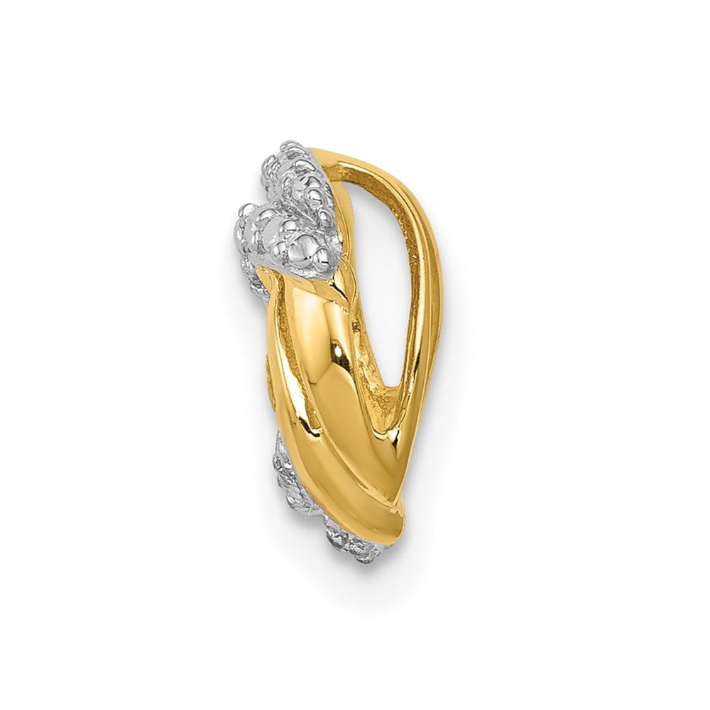14K Gelbgold.02ct. Echt Diamant mit Rhodium Akzente Rund Kette Anhänger