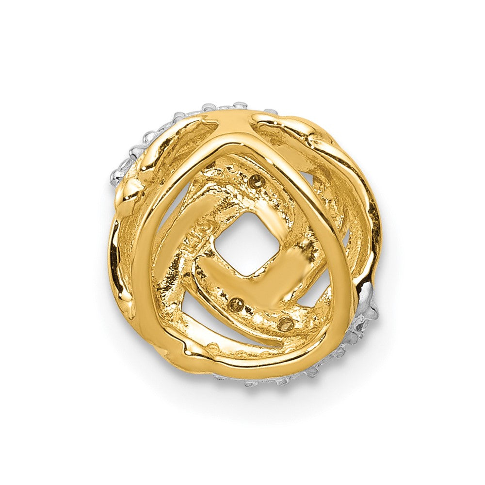 14K Gelbgold.02ct. Echt Diamant mit Rhodium Akzente Rund Kette Anhänger