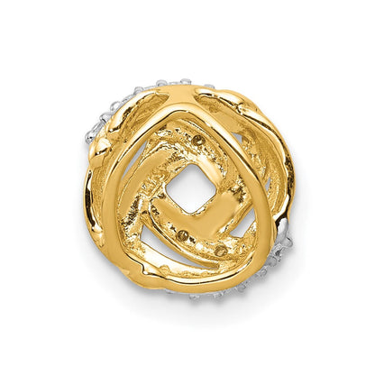 14K Gelbgold.02ct. Echt Diamant mit Rhodium Akzente Rund Kette Anhänger