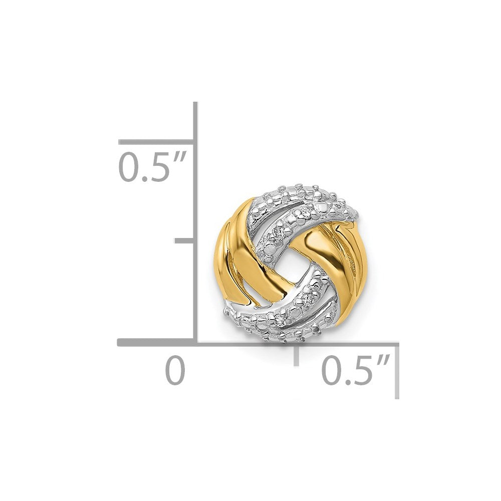 14K Gelbgold.02ct. Echt Diamant mit Rhodium Akzente Rund Kette Anhänger