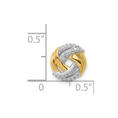 14K Gelbgold.02ct. Echt Diamant mit Rhodium Akzente Rund Kette Anhänger