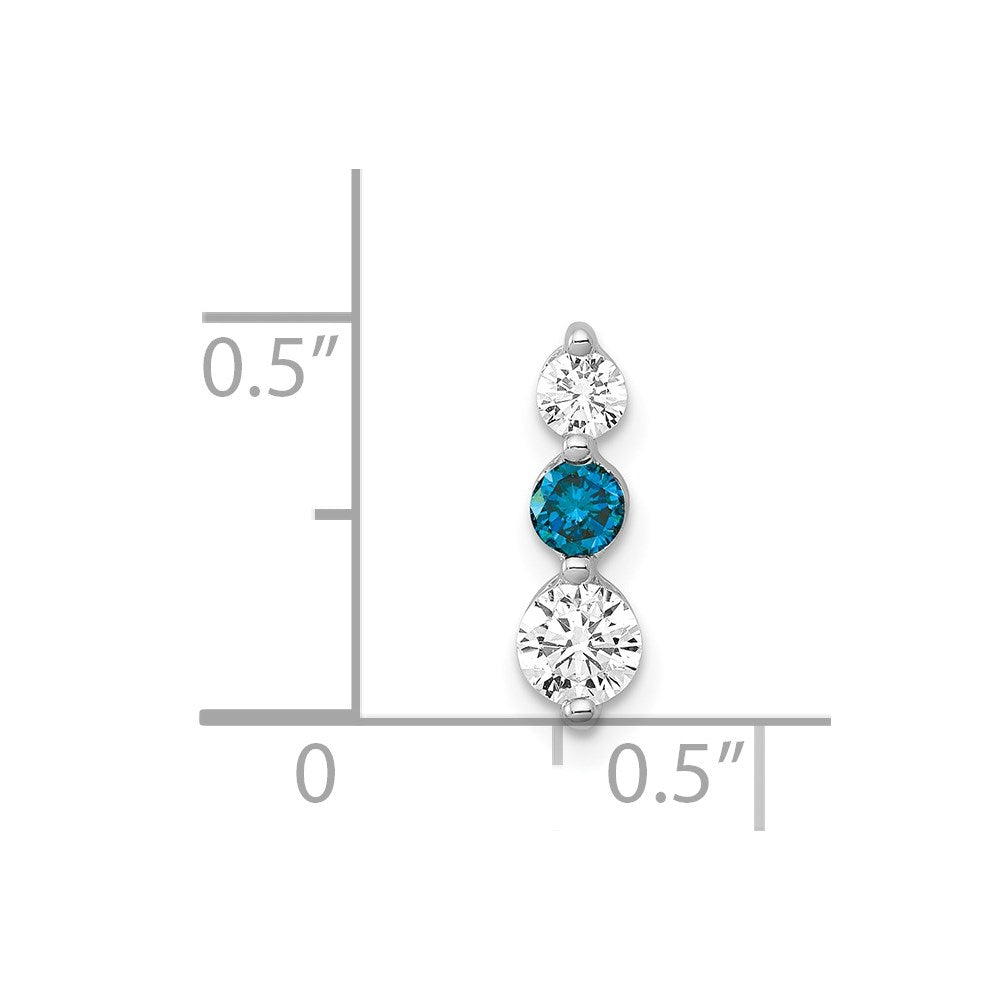 14K Weißgold Anhänger mit 0,5 ct. blauen/weißen echten Diamanten
