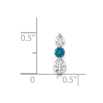 14K Weißgold Anhänger mit 0,5 ct. blauen/weißen echten Diamanten
