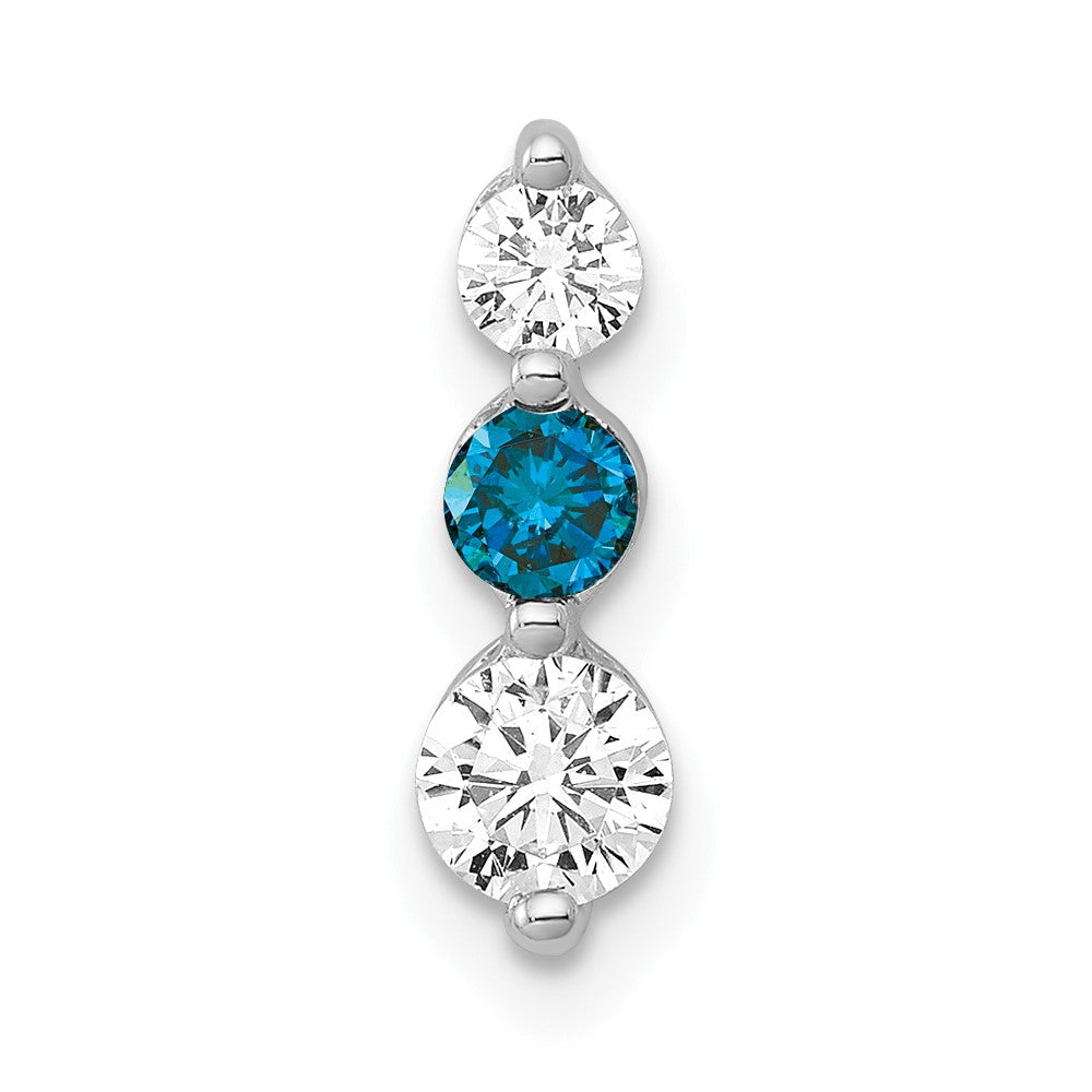 14K Weißgold Anhänger mit 0,5 ct. blauen/weißen echten Diamanten