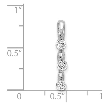14K Weißgold 0,33 ct. Echter-Diamant Drei-Stein-Gleitanhänger