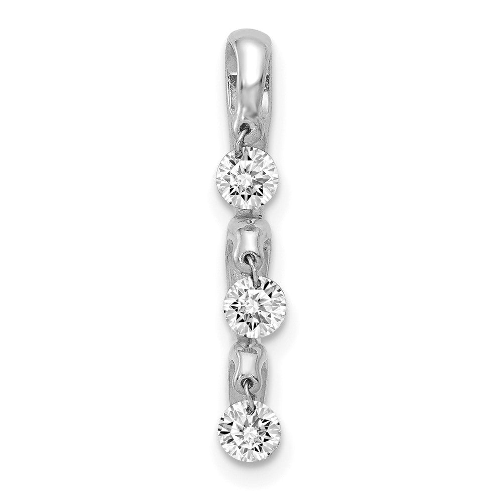 14K Weißgold 0,33 ct. Echter-Diamant Drei-Stein-Gleitanhänger