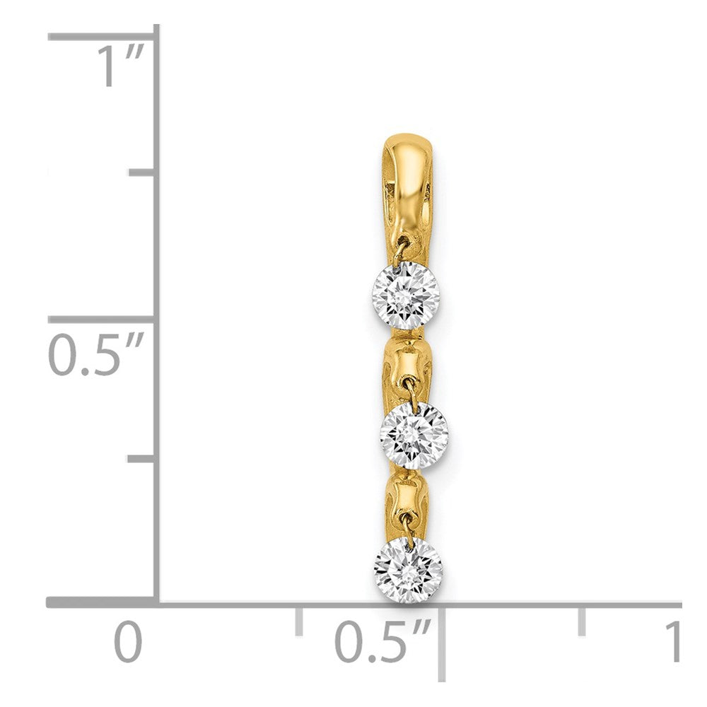 14K Gelbgold 0,33 ct. Echter Diamant Dreistein-Gleitanhänger
