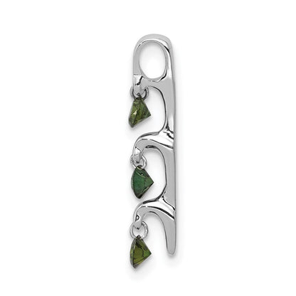 14K Weißgold Gleitanhänger mit 0,33 ct. echten grünen Diamanten im 3-Stein-Design
