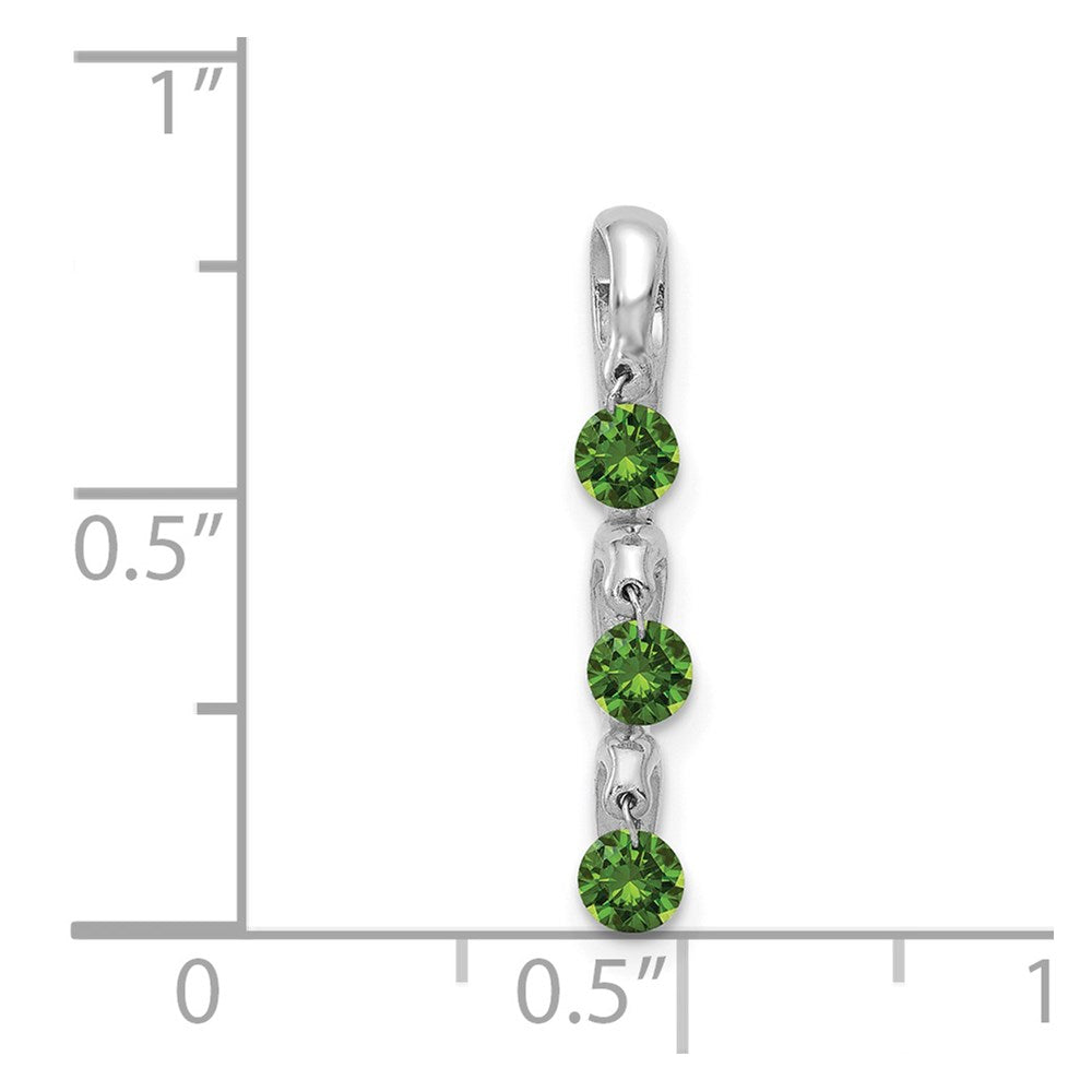 14K Weißgold Gleitanhänger mit 0,33 ct. echten grünen Diamanten im 3-Stein-Design