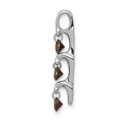 14K Weißgold 0,33 ct. Roter Echter Diamant Slide-Anhänger mit 3 Steinen