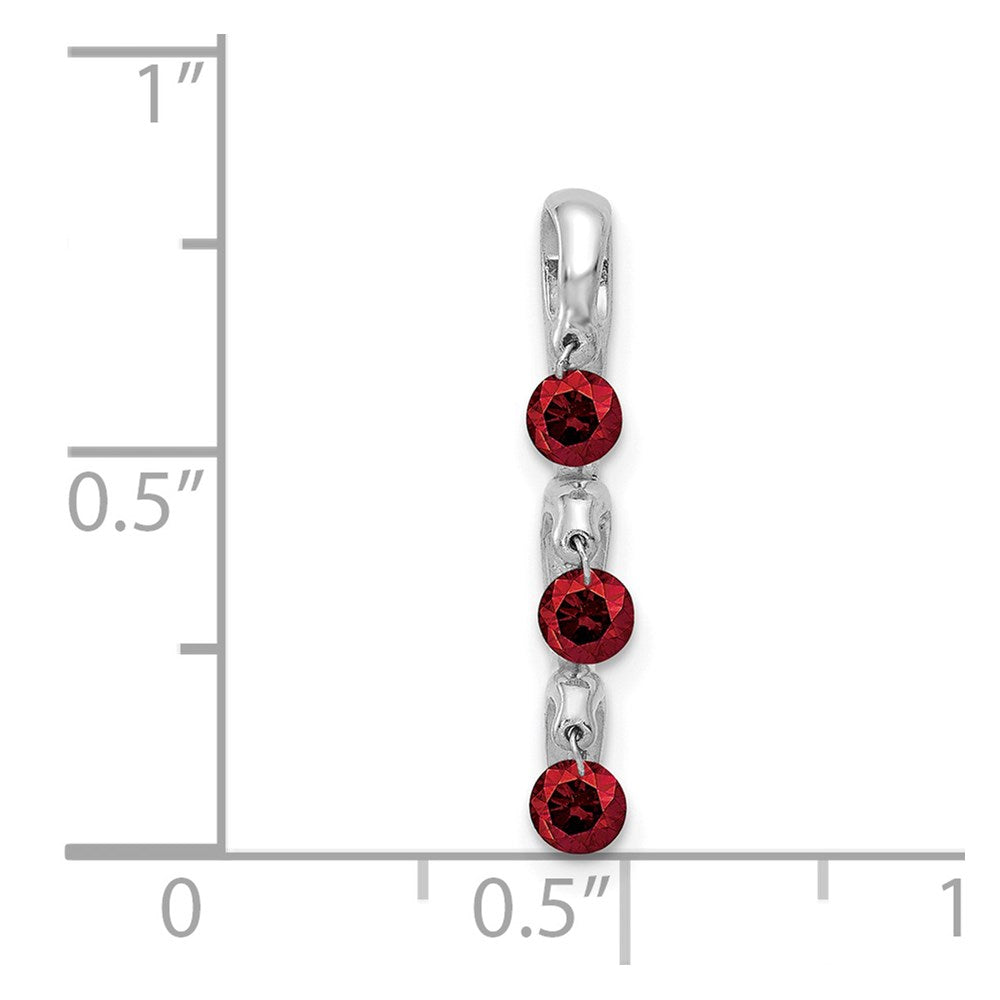 14K Weißgold 0,33 ct. Roter Echter Diamant Slide-Anhänger mit 3 Steinen