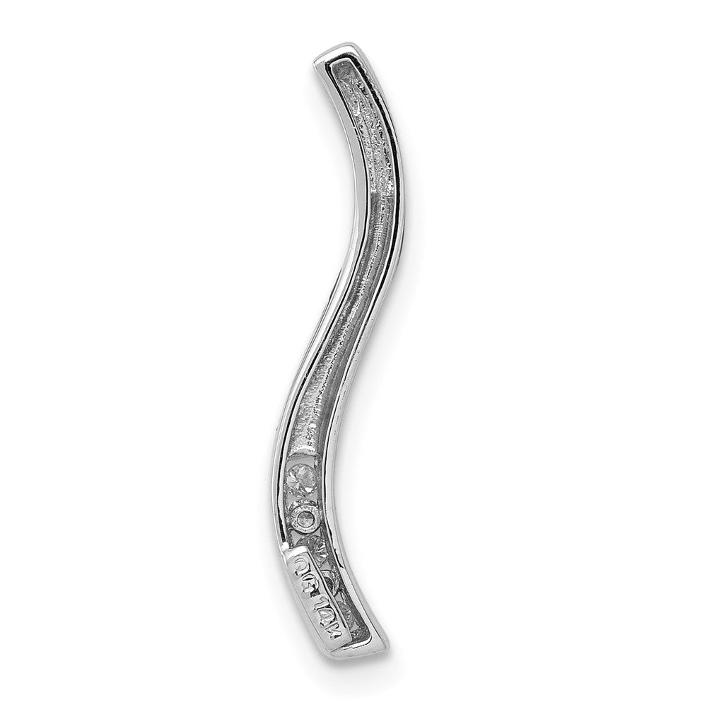14K Weißgold 1/20ct. Echt Diamant Gebogen Line Kette Anhänger