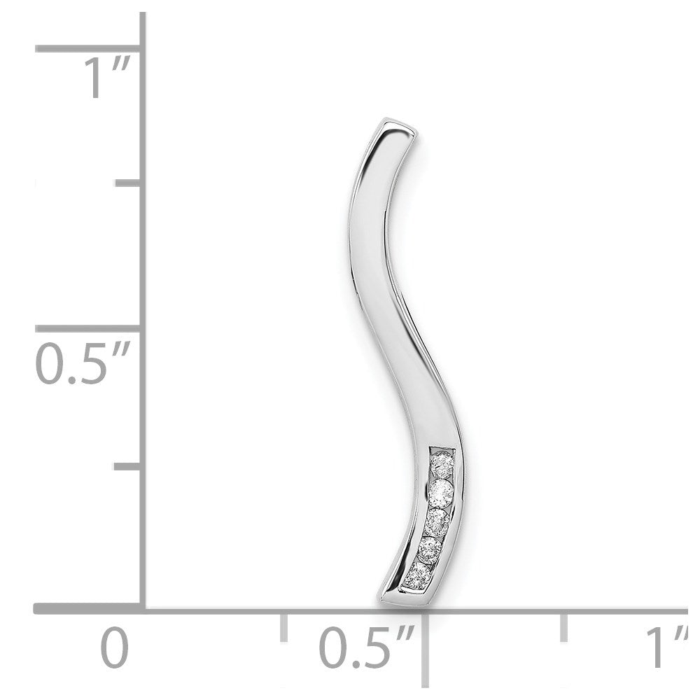 14K Weißgold 1/20ct. Echt Diamant Gebogen Line Kette Anhänger