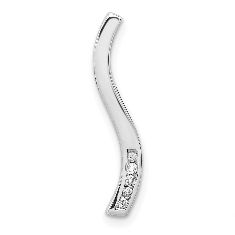 14K Weißgold 1/20ct. Echt Diamant Gebogen Line Kette Anhänger