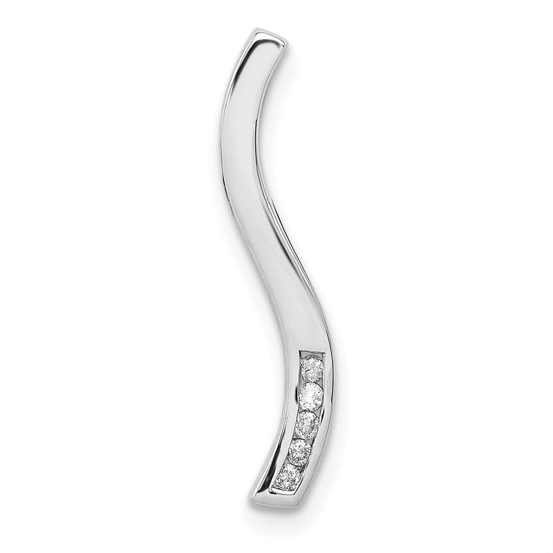14K Weißgold 1/20ct. Echt Diamant Gebogen Line Kette Anhänger