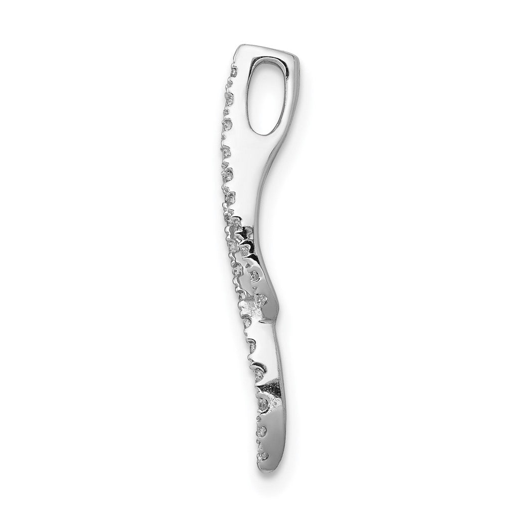 14K Weißgold 1/6ct. Echt Diamant Fantasie Gebogen Lines Kette Anhänger