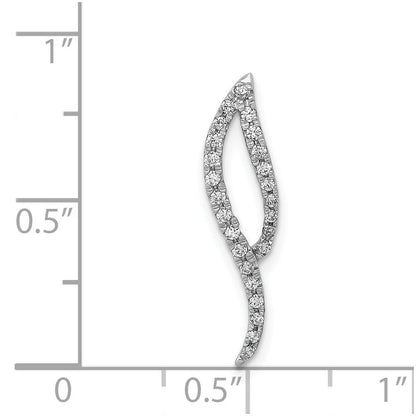 14K Weißgold 1/6ct. Echt Diamant Fantasie Gebogen Lines Kette Anhänger