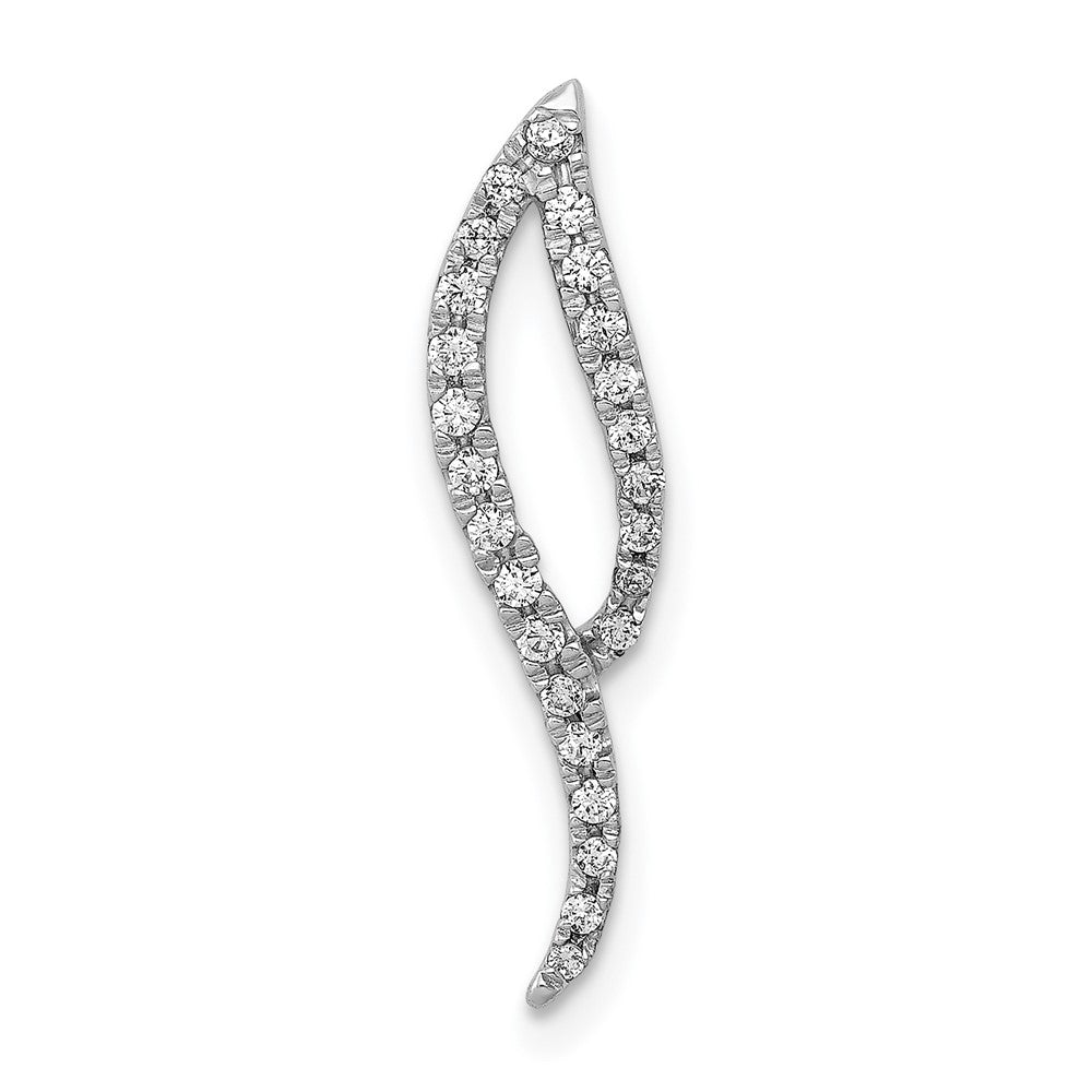 14K Weißgold 1/6ct. Echt Diamant Fantasie Gebogen Lines Kette Anhänger