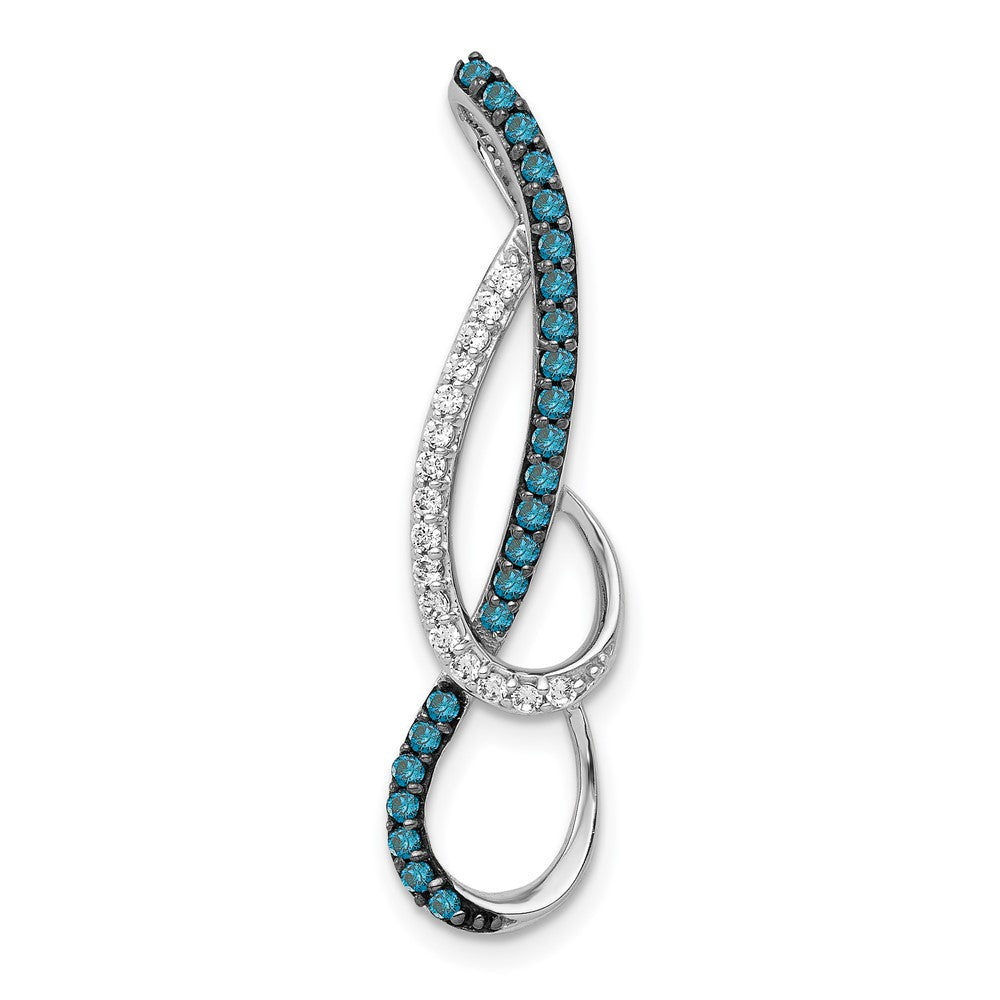 14K Weißgold 1/4ct. Blau und Weiß Echt Diamant Fantasie Kette Anhänger
