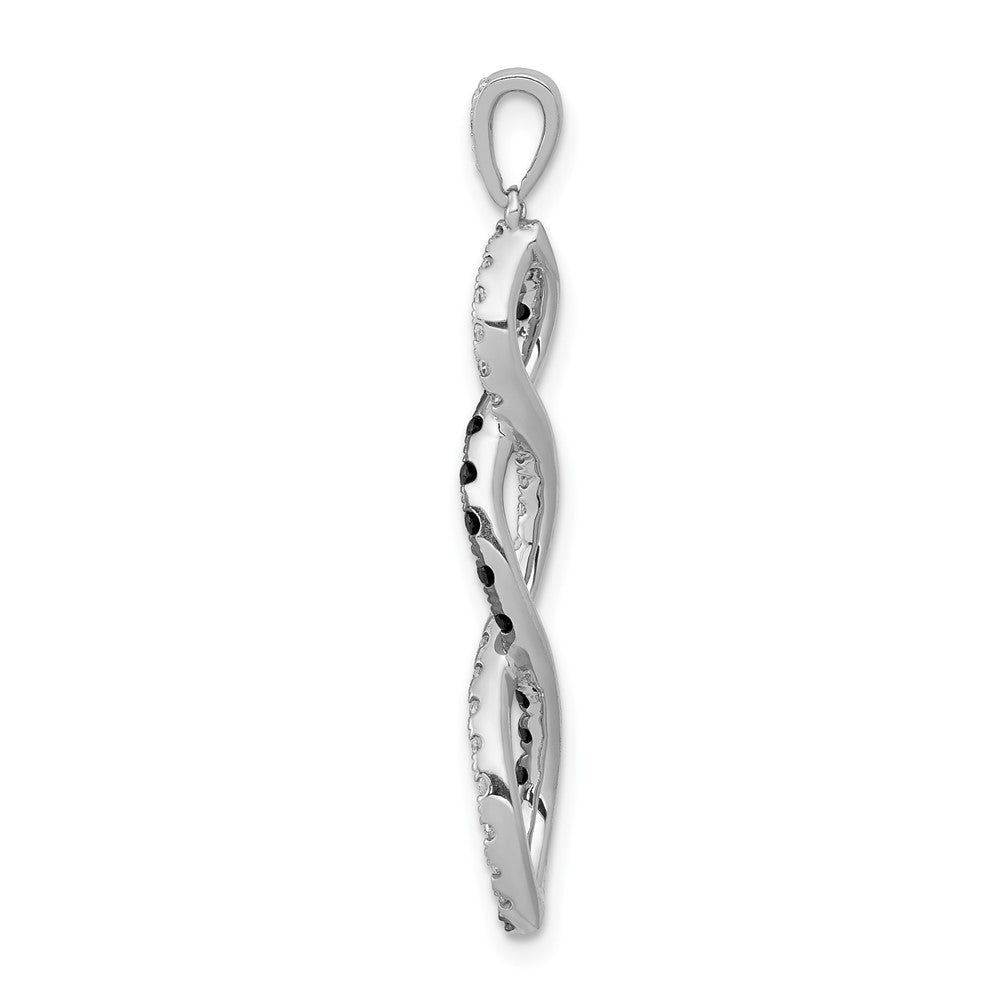 14k Weißgold Anhänger mit 0,25 ct. schwarzen und weißen echten Diamanten, gedreht