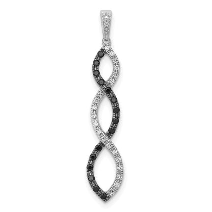 14k Weißgold Anhänger mit 0,25 ct. schwarzen und weißen echten Diamanten, gedreht