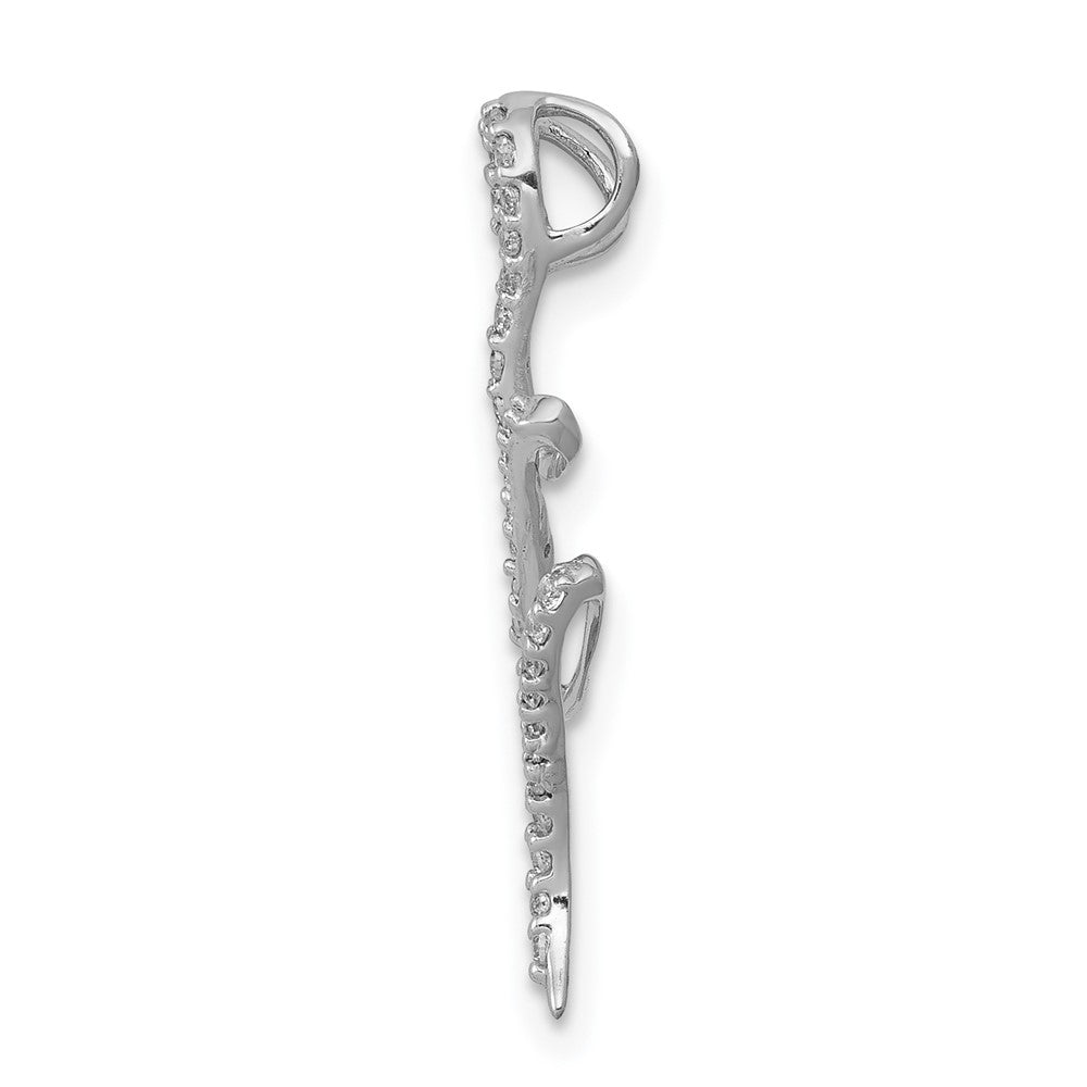 14K Weißgold Fantasie 1/8ct. Echt Diamant Gebogen Line Kette Anhänger