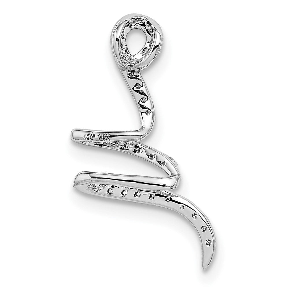 14K Weißgold Fantasie 1/8ct. Echt Diamant Gebogen Line Kette Anhänger