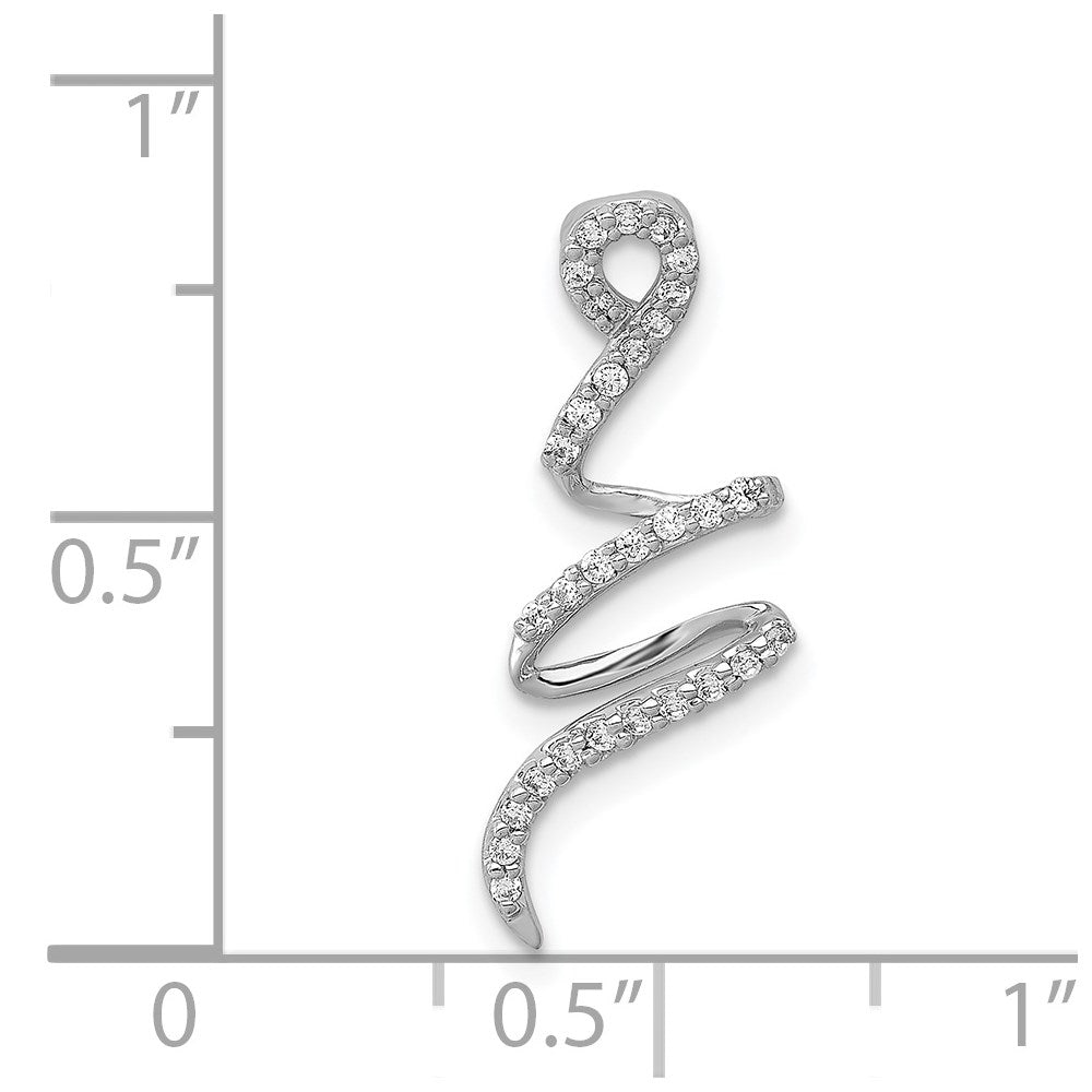 14K Weißgold Fantasie 1/8ct. Echt Diamant Gebogen Line Kette Anhänger