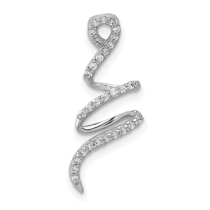 14K Weißgold Fantasie 1/8ct. Echt Diamant Gebogen Line Kette Anhänger