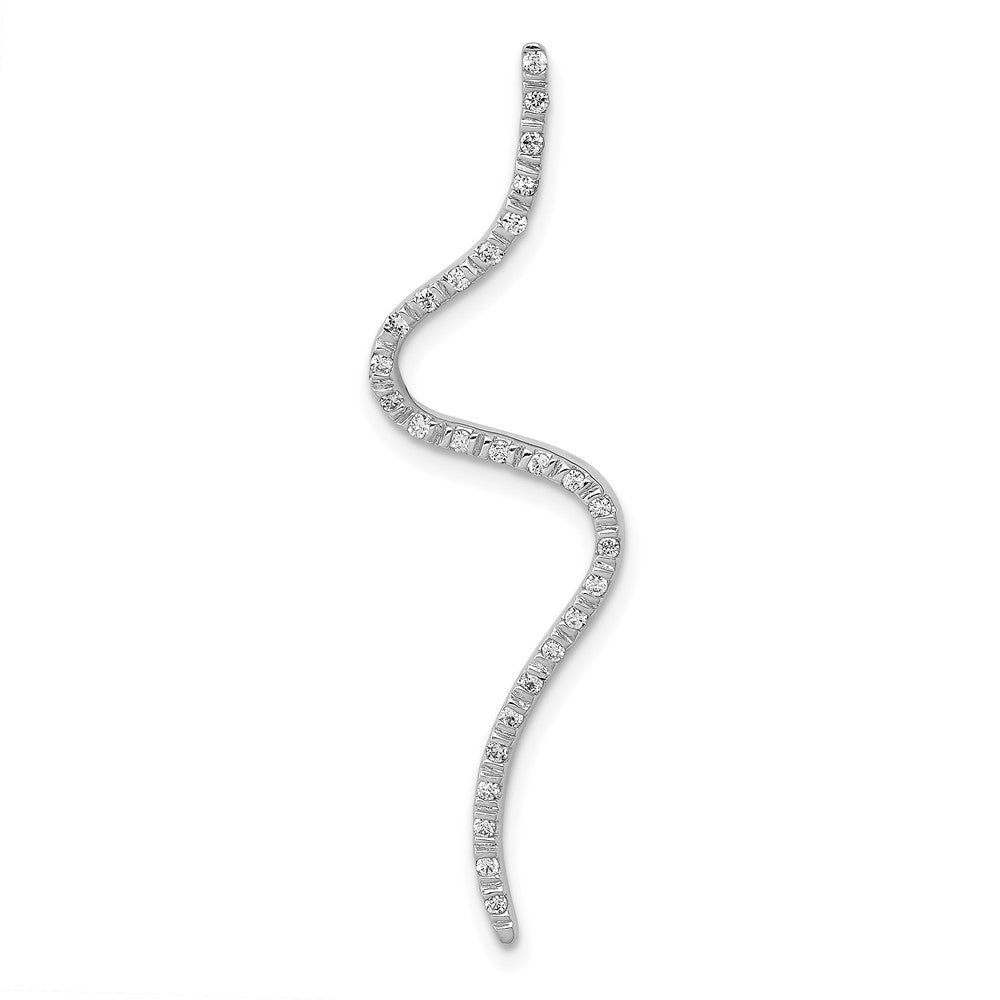 14K Weißgold Fantasie 1/6ct. Echt Diamant Gebogen Line Kette Anhänger