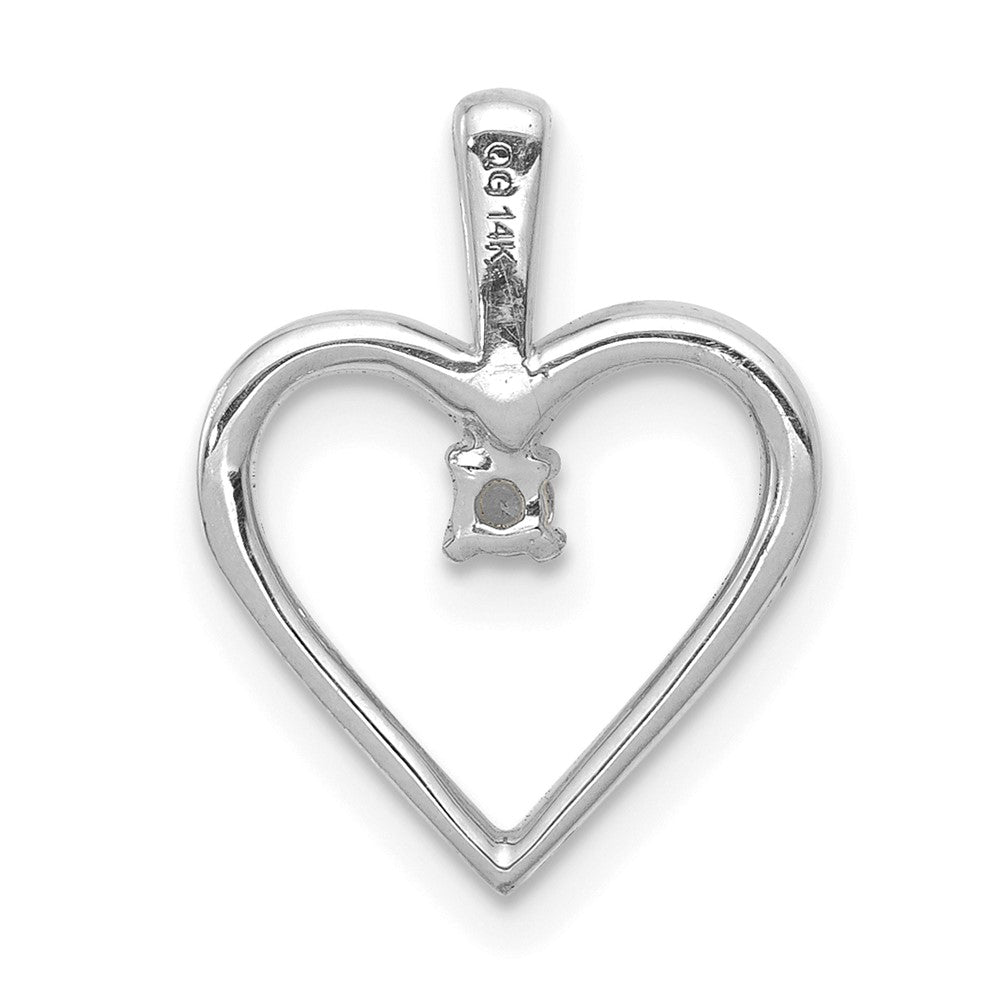 14K Weißgold AA 0,03 ct. Echter Diamant-Herzanhänger