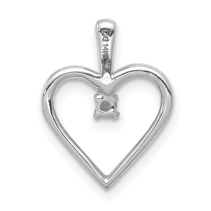 14K Weißgold AA 0,03 ct. Echter Diamant-Herzanhänger