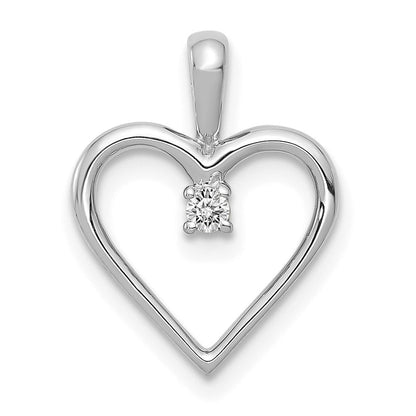 14K Weißgold AA 0,03 ct. Echter Diamant-Herzanhänger