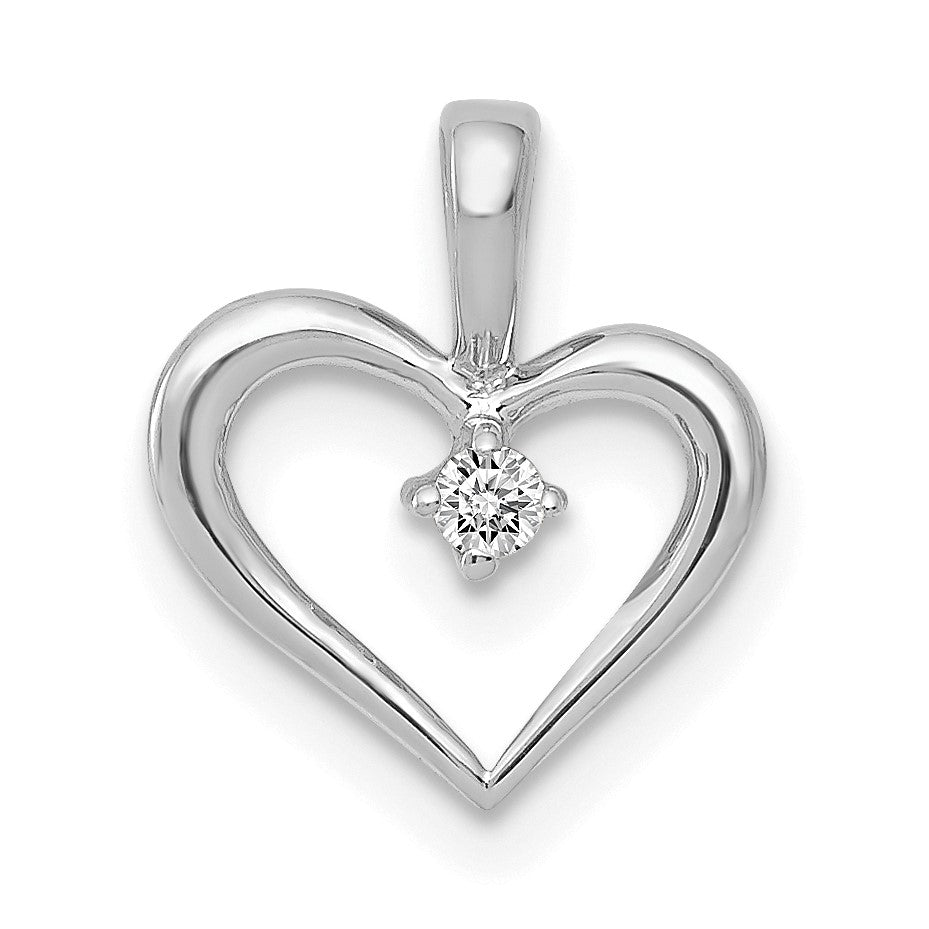 10K Weißgold 10K Aa.02ct. Diamant Herz Anhänger