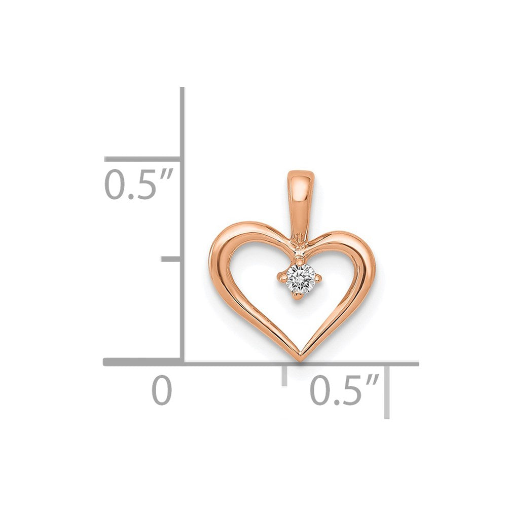 14 Karat Roségold AA 0,02 ct. Echter Diamant-Herz-Anhänger