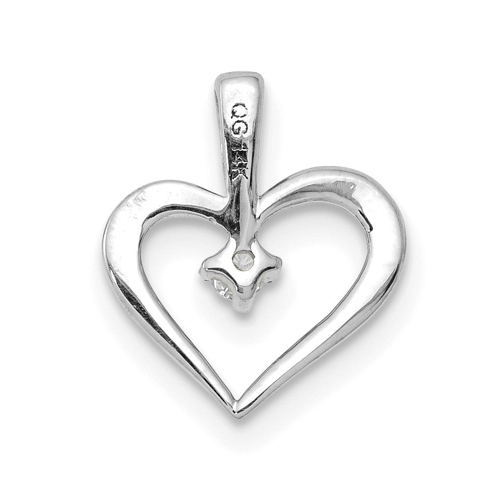 14k Weißgold AA 0,02 ct. Echter Diamant Herz-Anhänger